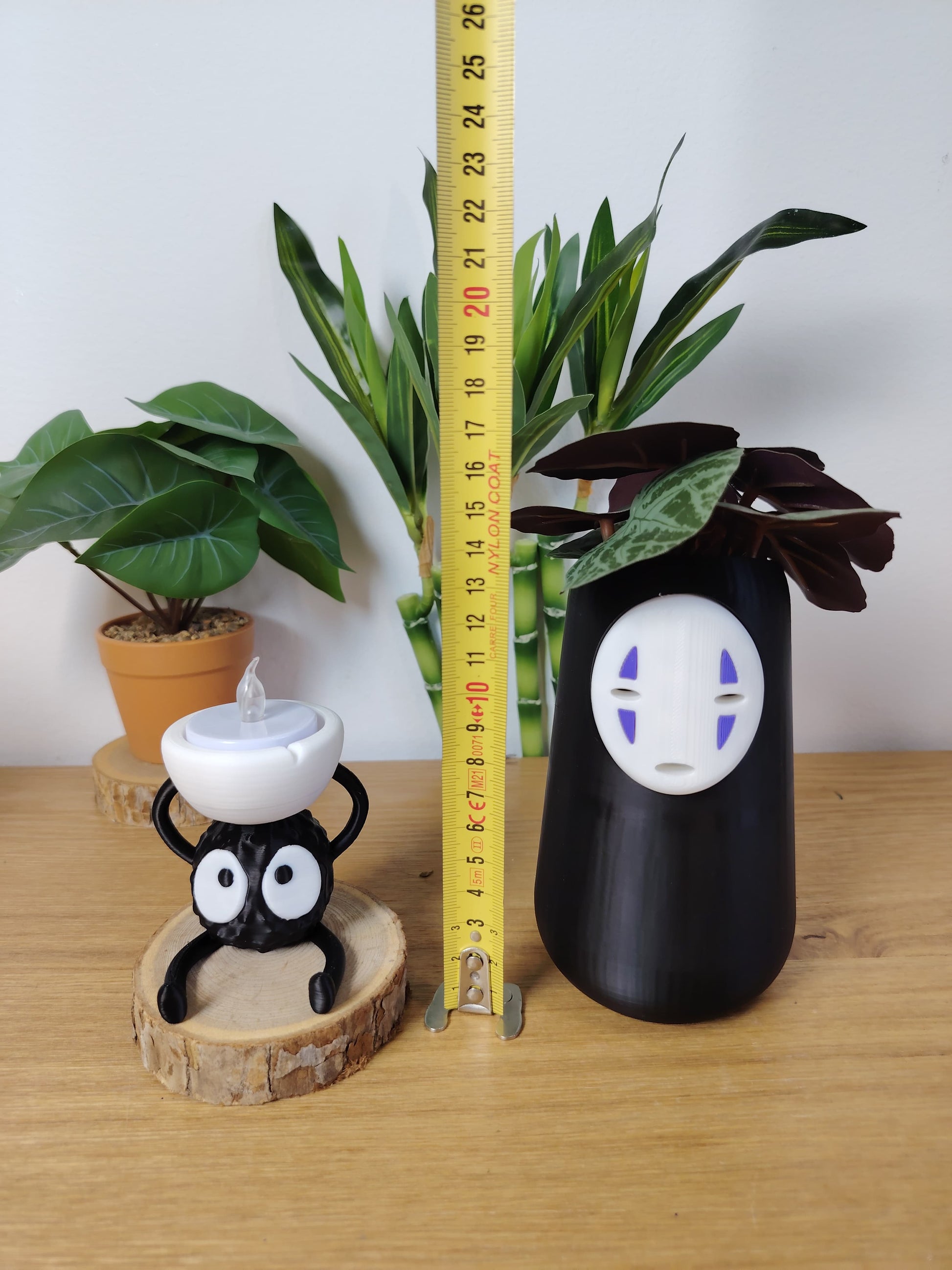 🔥 Lot Décoration Ghibli – Vase No-Face, Bougeoir Susuwatari & Lampe Calcifer Fonctionnelle ✨