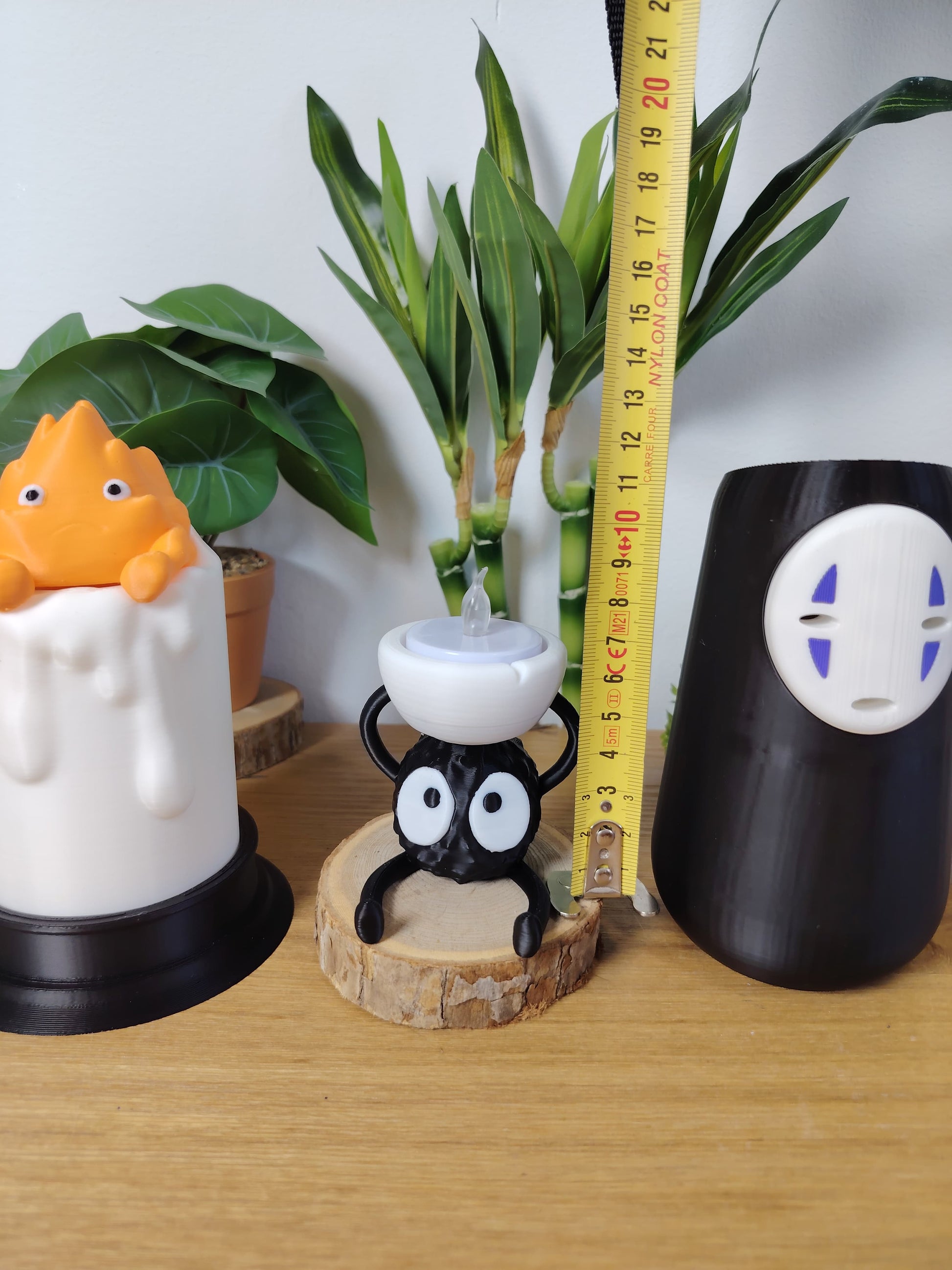 🔥 Lot Décoration Ghibli – Vase No-Face, Bougeoir Susuwatari & Lampe Calcifer Fonctionnelle ✨