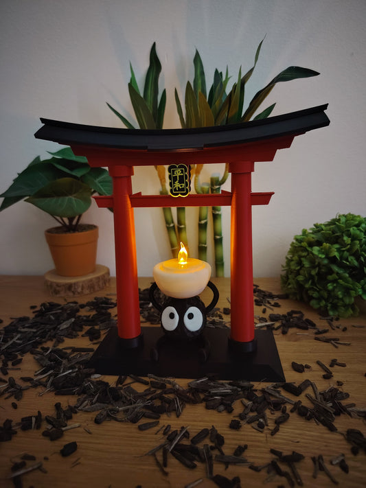 Lot porte torii & bougeoir Susuwatari Ghibli
