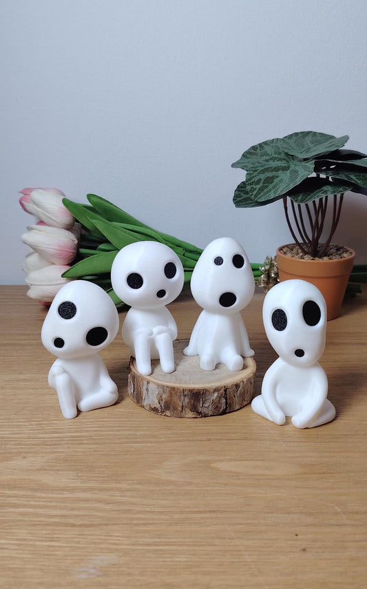 Kodama Figurines Lot of 4 | Princess Mononoke Forest Guardian Spirits for Terrariums & Home Decor, Japan, Ghibli, studio Ghibli, miyakaki