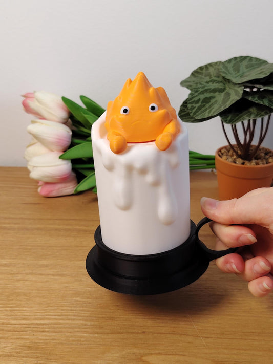 Lampe Studio Ghibli, lampe calcifer ghibli, cadeau original, art, bougie, le château ambulant,howls moving castle, spirited away,soot sprite