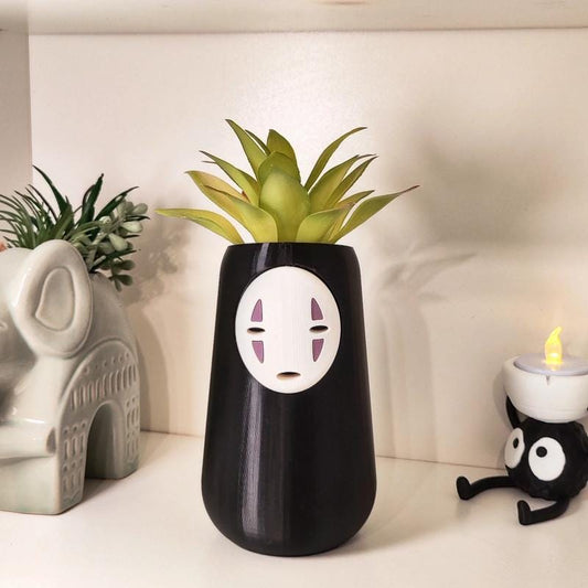 Vase Studio Ghibli, pot de fleur, no face ghibli, cadeau original, art, vase, vase décoration, kodama