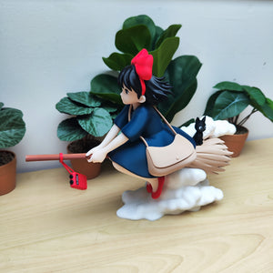 Figurine Kiki la Petite Sorcière avec Jiji | Décoration Studio Ghibli | Statue Anime Japonaise Imprimée en 3D | Cadeau Fan Ghibli