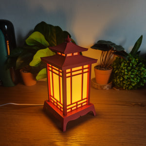 🏮 Lampe Lanterne Japonaise LED Rouge – Style Temple – Décoration Zen USB ⛩️✨