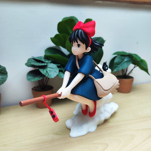 Figurine Kiki la Petite Sorcière avec Jiji | Décoration Studio Ghibli | Statue Anime Japonaise Imprimée en 3D | Cadeau Fan Ghibli