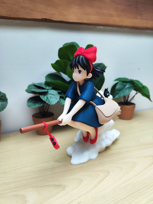 Figurine Kiki la Petite Sorcière avec Jiji | Décoration Studio Ghibli | Statue Anime Japonaise Imprimée en 3D | Cadeau Fan Ghibli