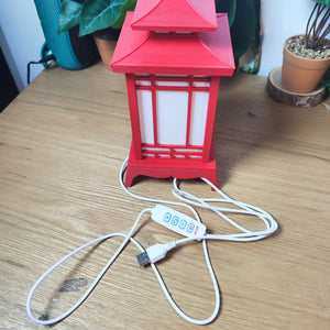 🏮 Lampe Lanterne Japonaise LED Rouge – Style Temple – Décoration Zen USB ⛩️✨ - vue 6
