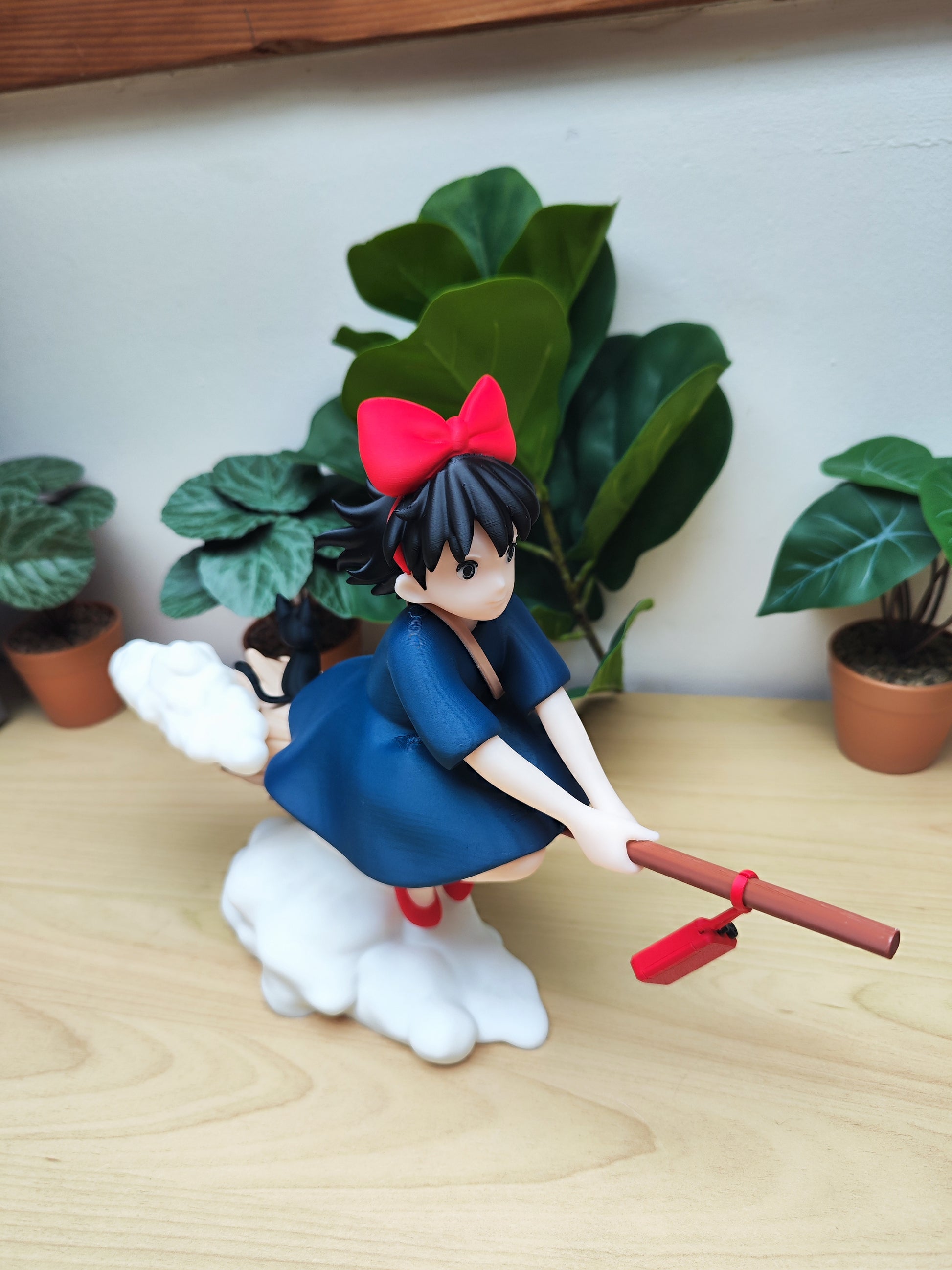 Figurine Kiki la Petite Sorcière avec Jiji | Décoration Studio Ghibli | Statue Anime Japonaise Imprimée en 3D | Cadeau Fan Ghibli