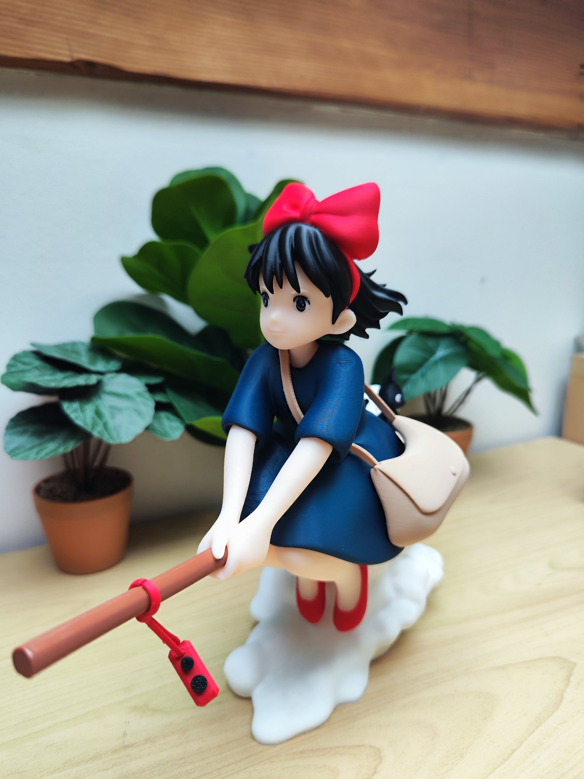 Figurine Kiki la Petite Sorcière avec Jiji | Décoration Studio Ghibli | Statue Anime Japonaise Imprimée en 3D | Cadeau Fan Ghibli