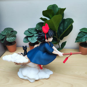 Figurine Kiki la Petite Sorcière avec Jiji | Décoration Studio Ghibli | Statue Anime Japonaise Imprimée en 3D | Cadeau Fan Ghibli