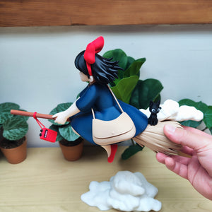 Figurine Kiki la Petite Sorcière avec Jiji | Décoration Studio Ghibli | Statue Anime Japonaise Imprimée en 3D | Cadeau Fan Ghibli