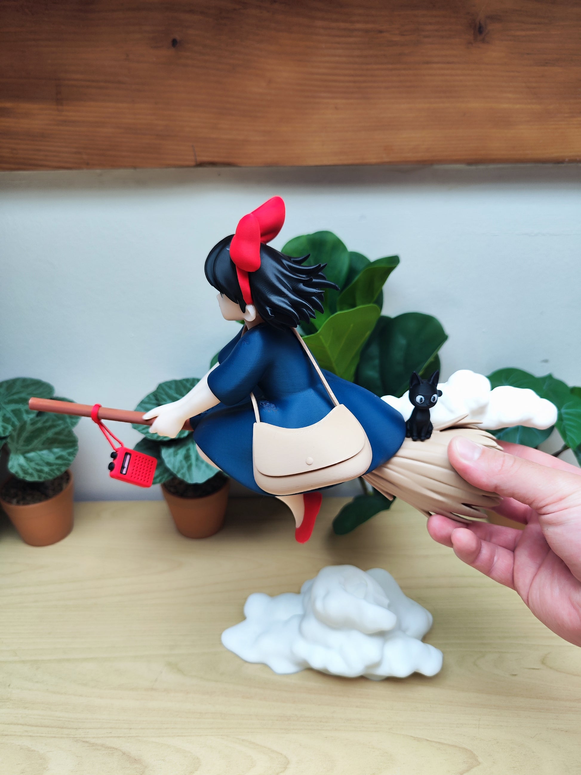 Figurine Kiki la Petite Sorcière avec Jiji | Décoration Studio Ghibli | Statue Anime Japonaise Imprimée en 3D | Cadeau Fan Ghibli