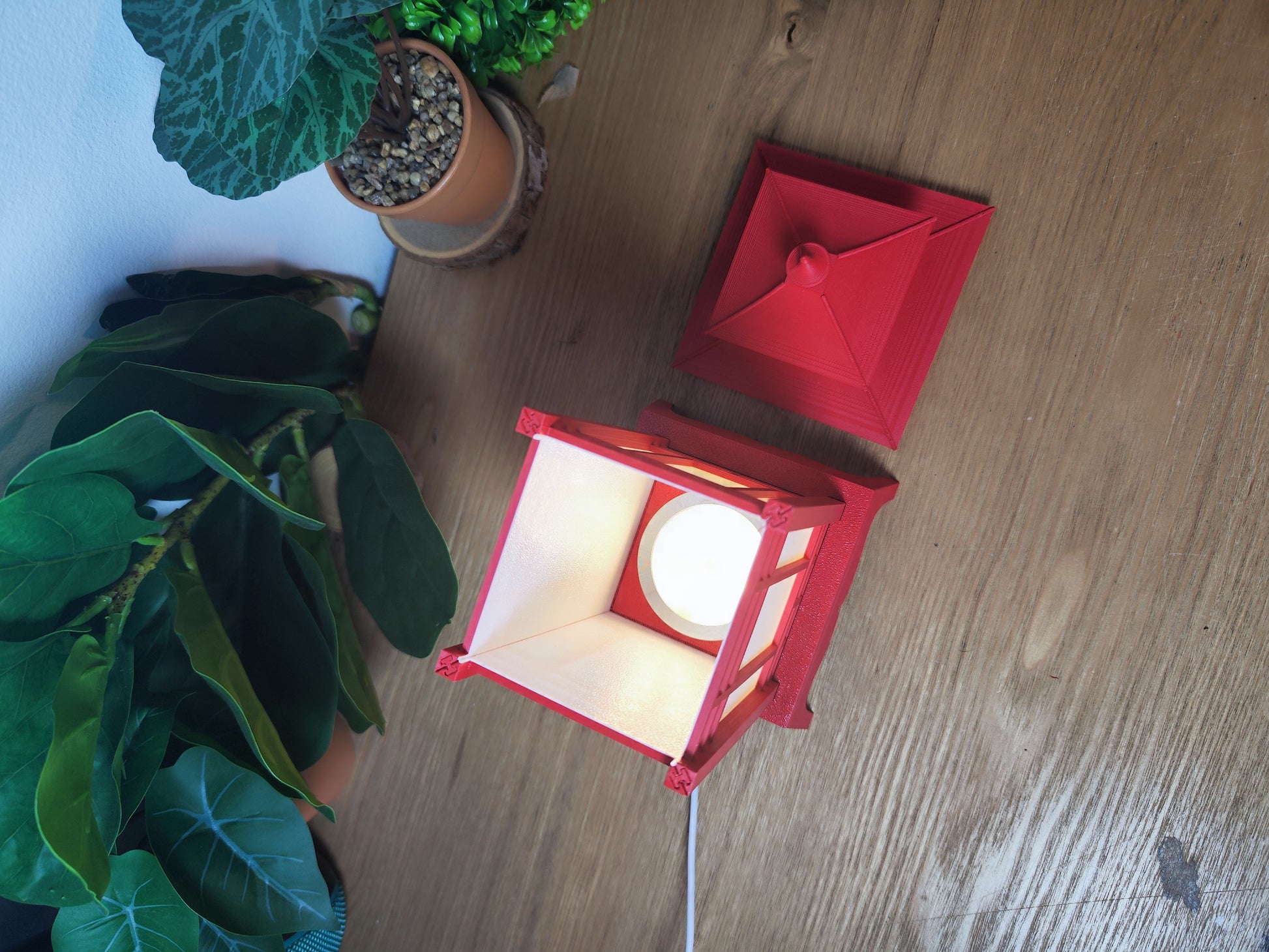 🏮 Lampe Lanterne Japonaise LED Rouge – Style Temple – Décoration Zen USB ⛩️✨ - vue 7