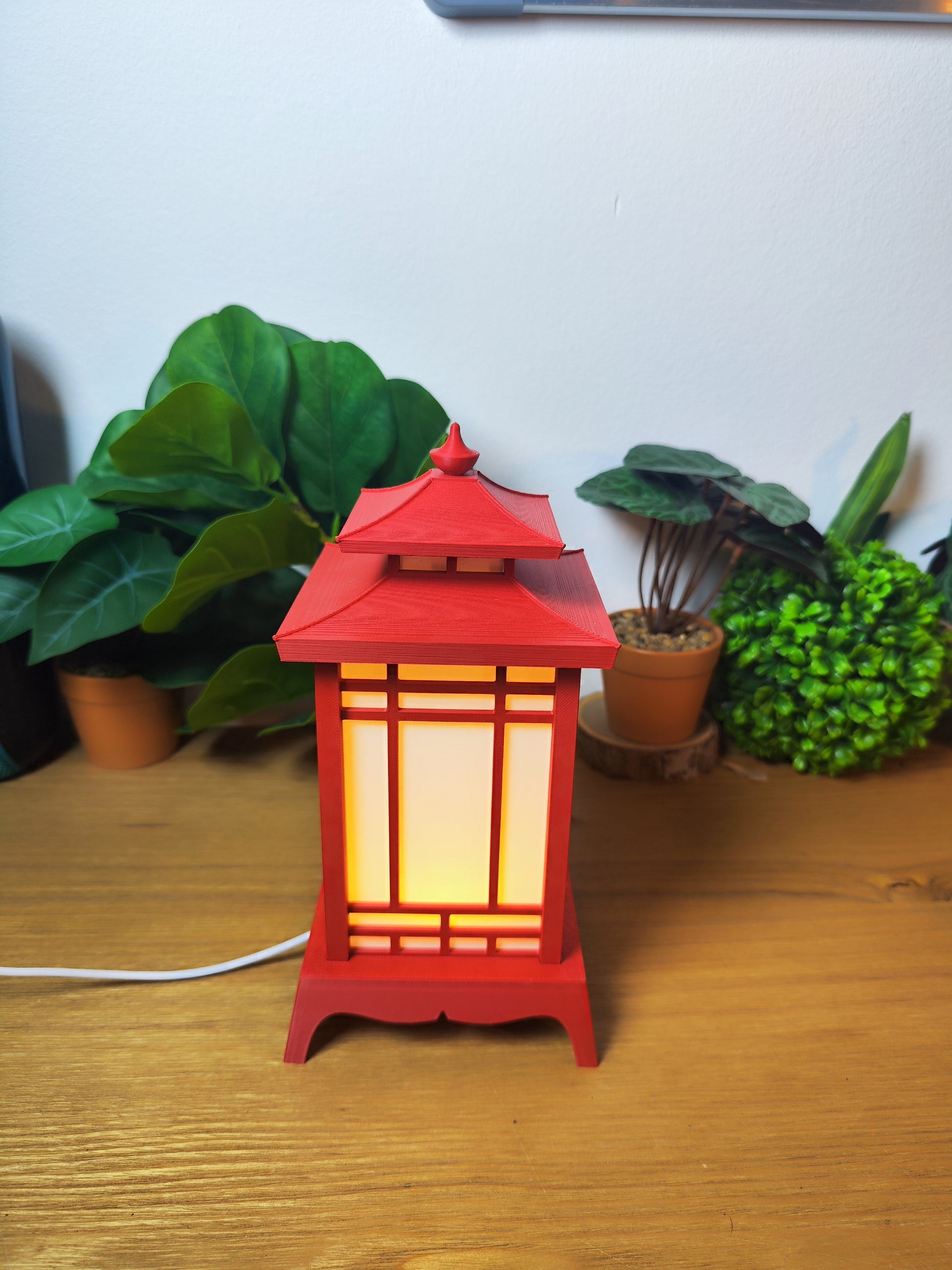 🏮 Lampe Lanterne Japonaise LED Rouge – Style Temple – Décoration Zen USB ⛩️✨ - vue 12