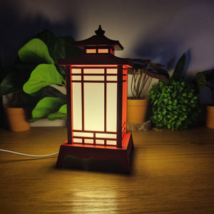🏮 Lampe Lanterne Japonaise LED Rouge – Style Temple – Décoration Zen USB ⛩️✨ - vue 2