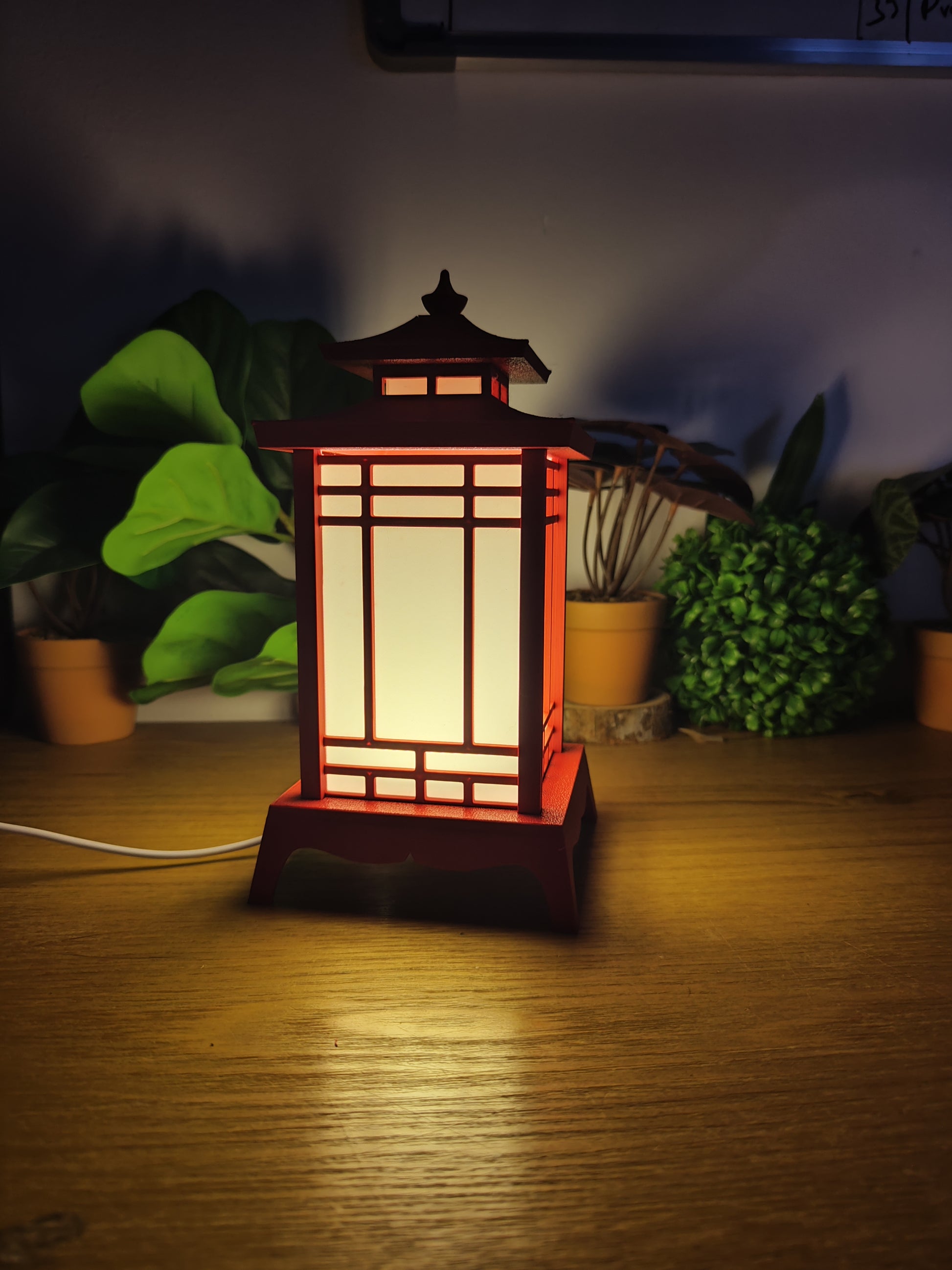 🏮 Lampe Lanterne Japonaise LED Rouge – Style Temple – Décoration Zen USB ⛩️✨ - vue 2