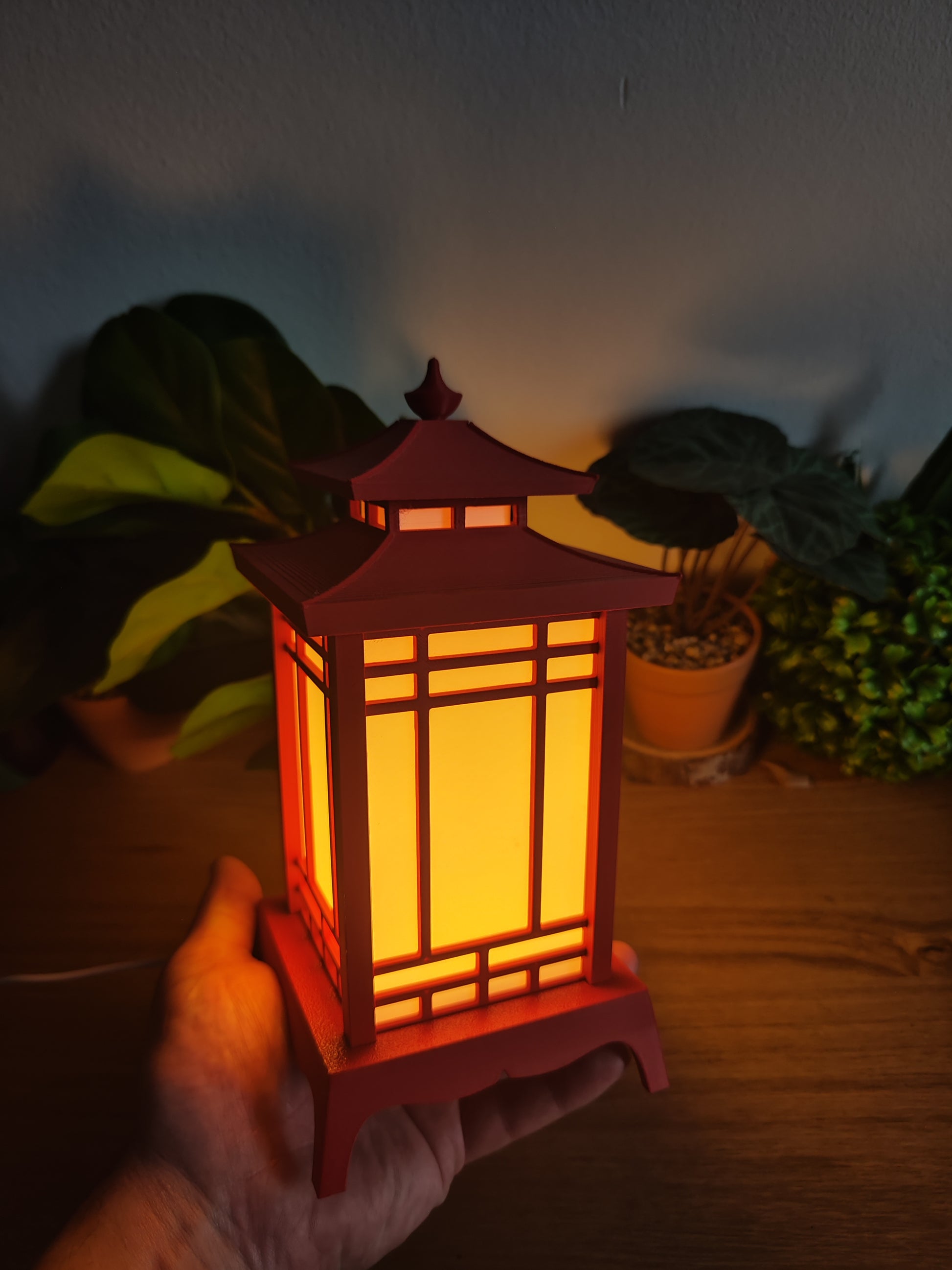 🏮 Lampe Lanterne Japonaise LED Rouge – Style Temple – Décoration Zen USB ⛩️✨ - vue 3